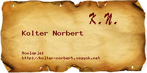 Kolter Norbert névjegykártya